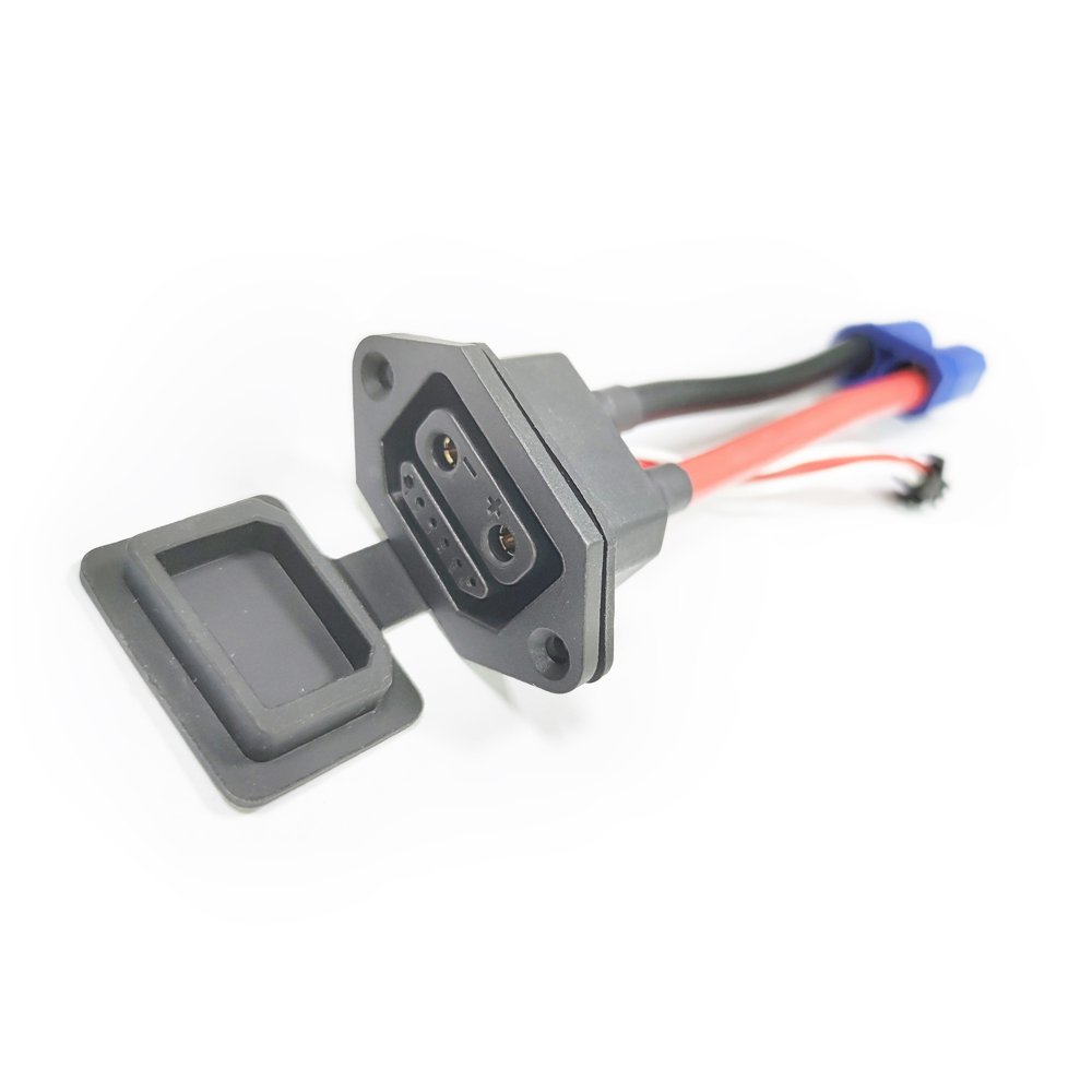 EC8 2+6 pin panel mount extension cable with dust-proof cover for power and signal connection