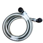 12-pin metal braided shielded cable with right-angle military connectors, stainless steel braid jacket for industrial automation, CNC machine, and servo motor signal transmission