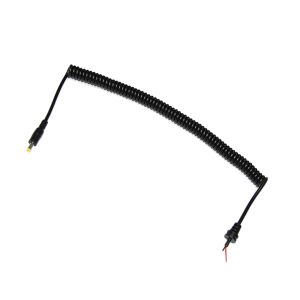 coiled DC power cable DC male plug to bare wire spiral power cable black spring wire